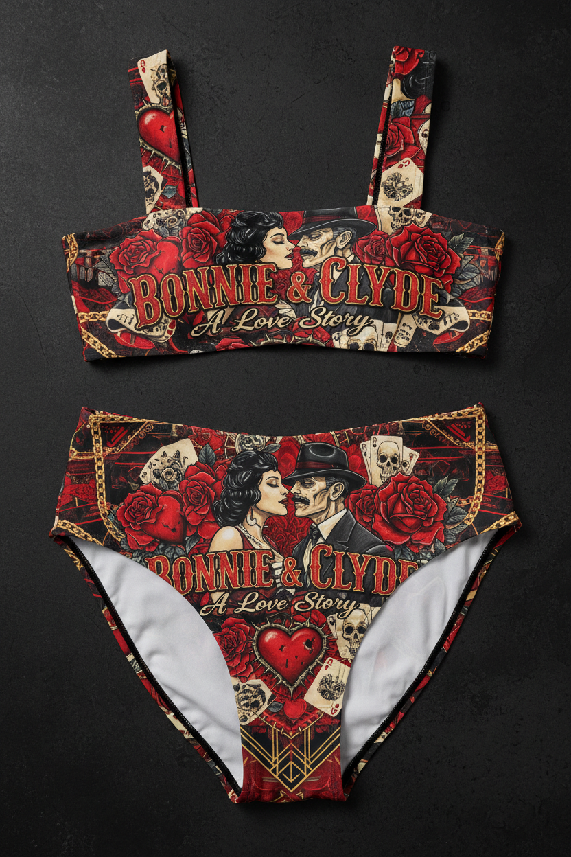 A Love Story Bonnie & Clyde 2 Piece Bathing Suit