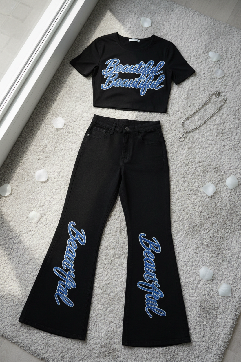 Beautiful Crop & Jeans - Cursive Legs 2