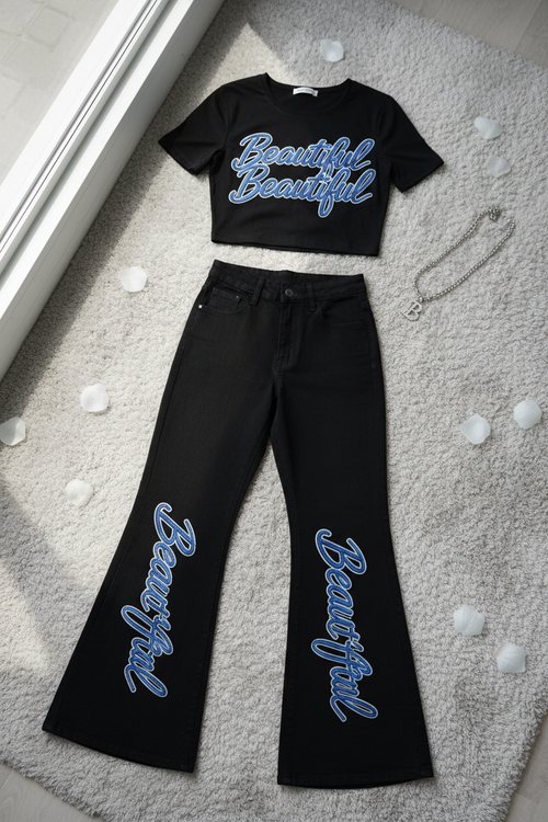 Beautiful Crop & Jeans - Cursive Legs 2