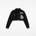 cropped black denim jacket