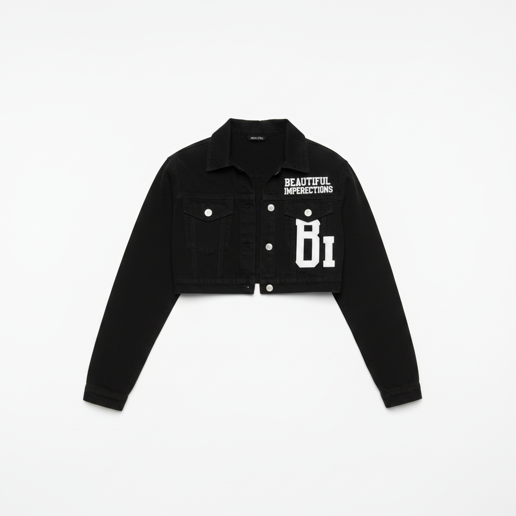 cropped black denim jacket