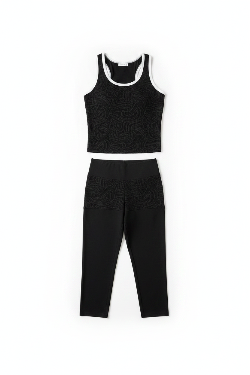 Black Capri Outfit Flat Lay