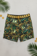 Black Green Gold Money Swim Shorts