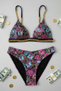 Black Pink Blue Gold 2 Piece Bikini