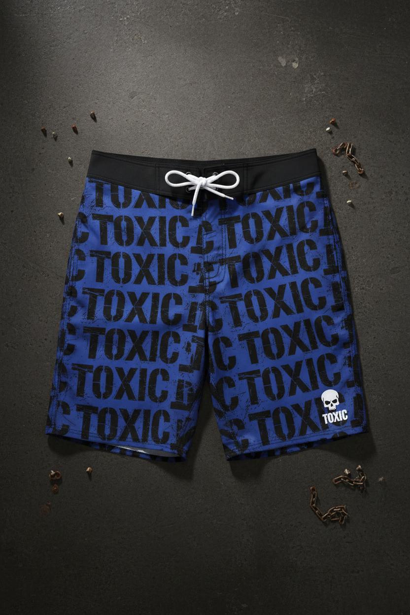 Blue Black Toxic Long Swim Shorts