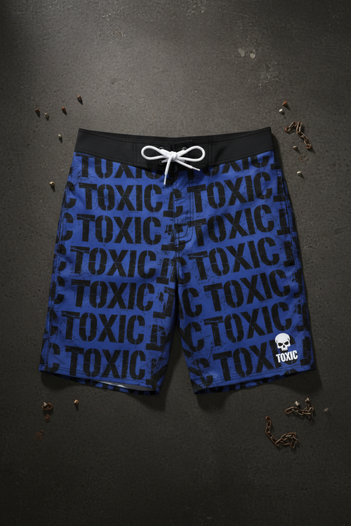 Blue Black Toxic Long Swim Shorts
