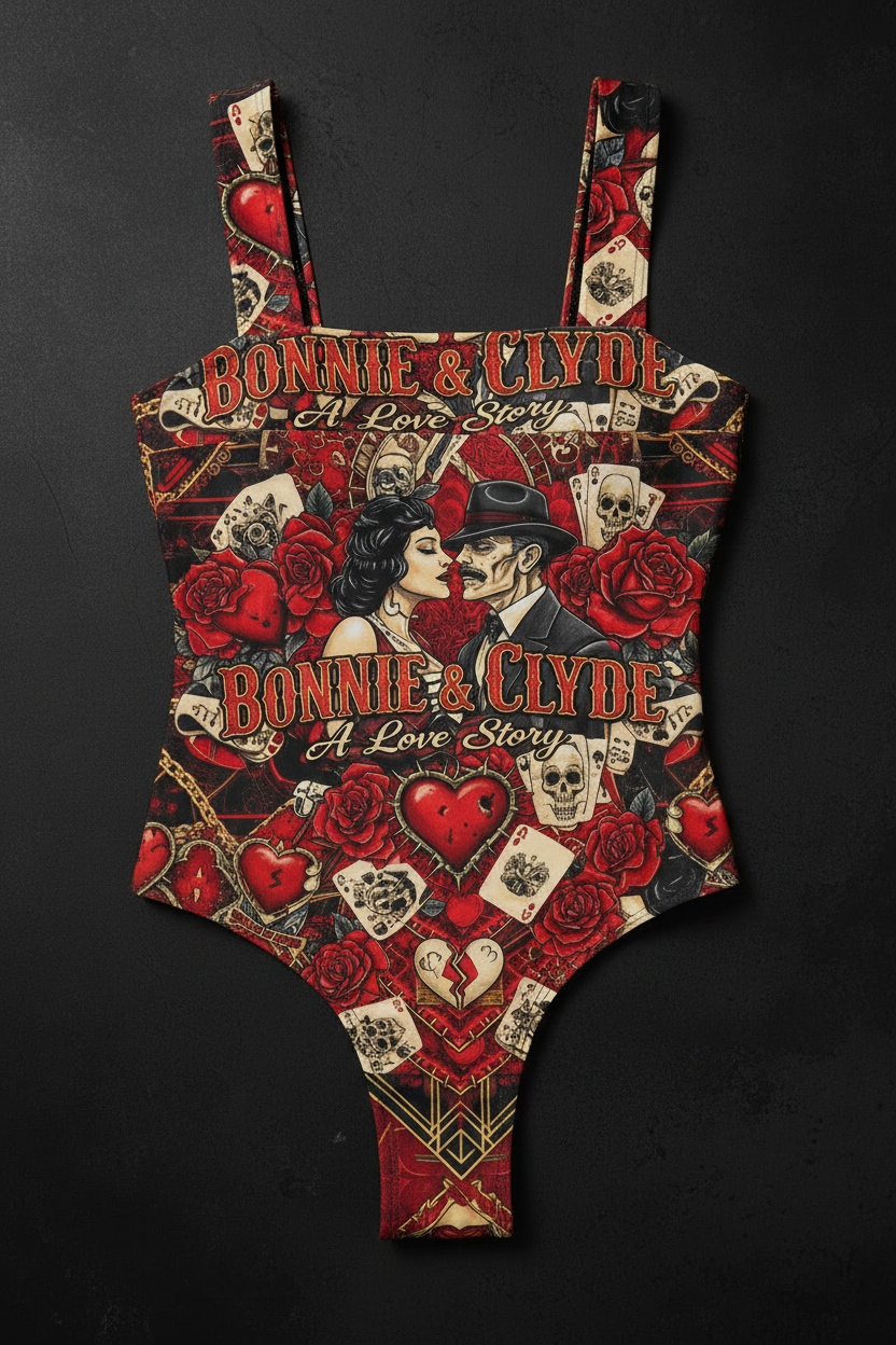 Bonnie & Clyde Black & Gold One Piece