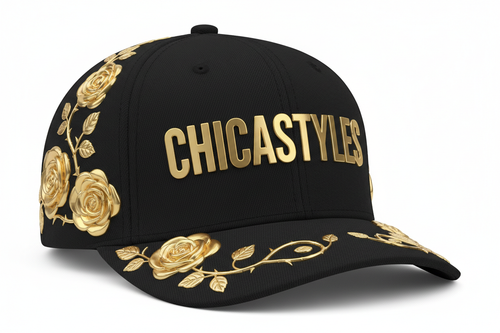 Chicastyles Black Hat Gold Roses