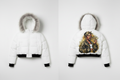 Front and Back - White Puffer Jacket Same Graphic