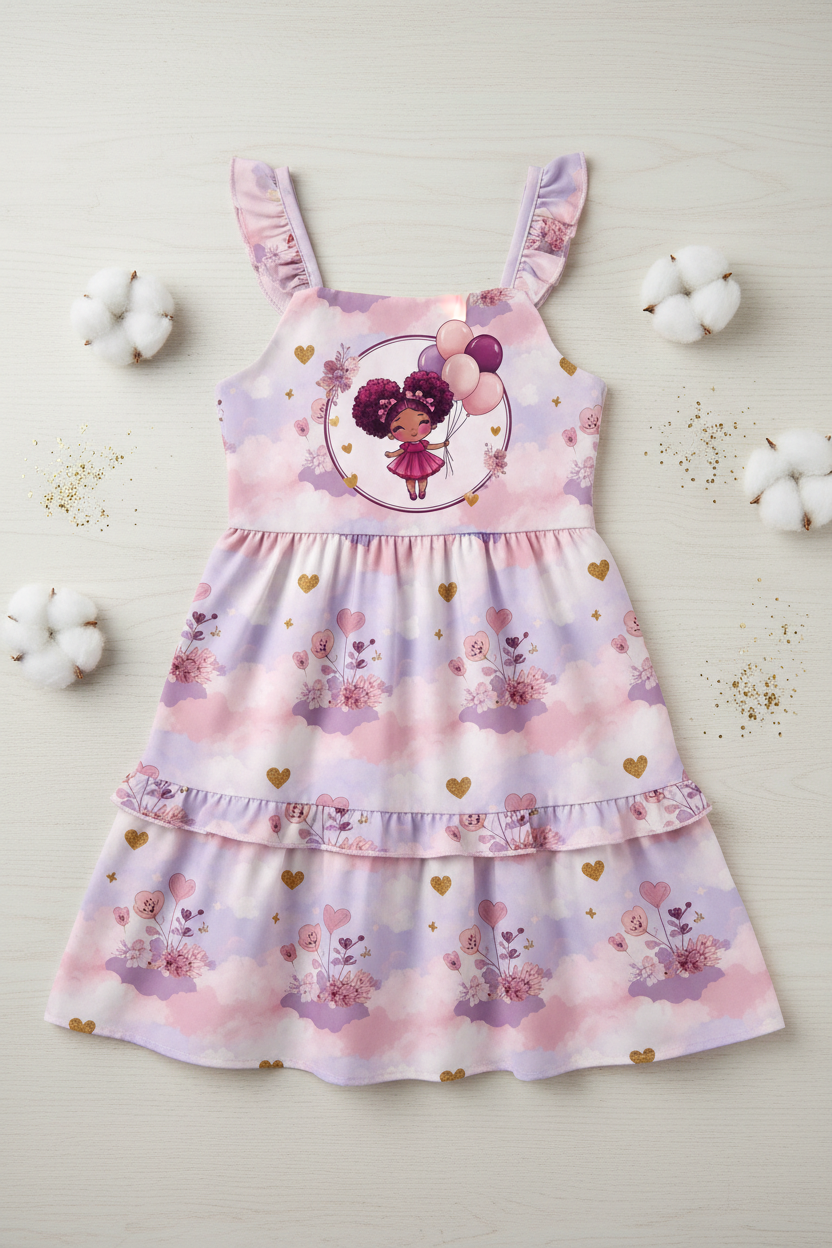 Girls Cloud Sundress - Girl with Balloons
