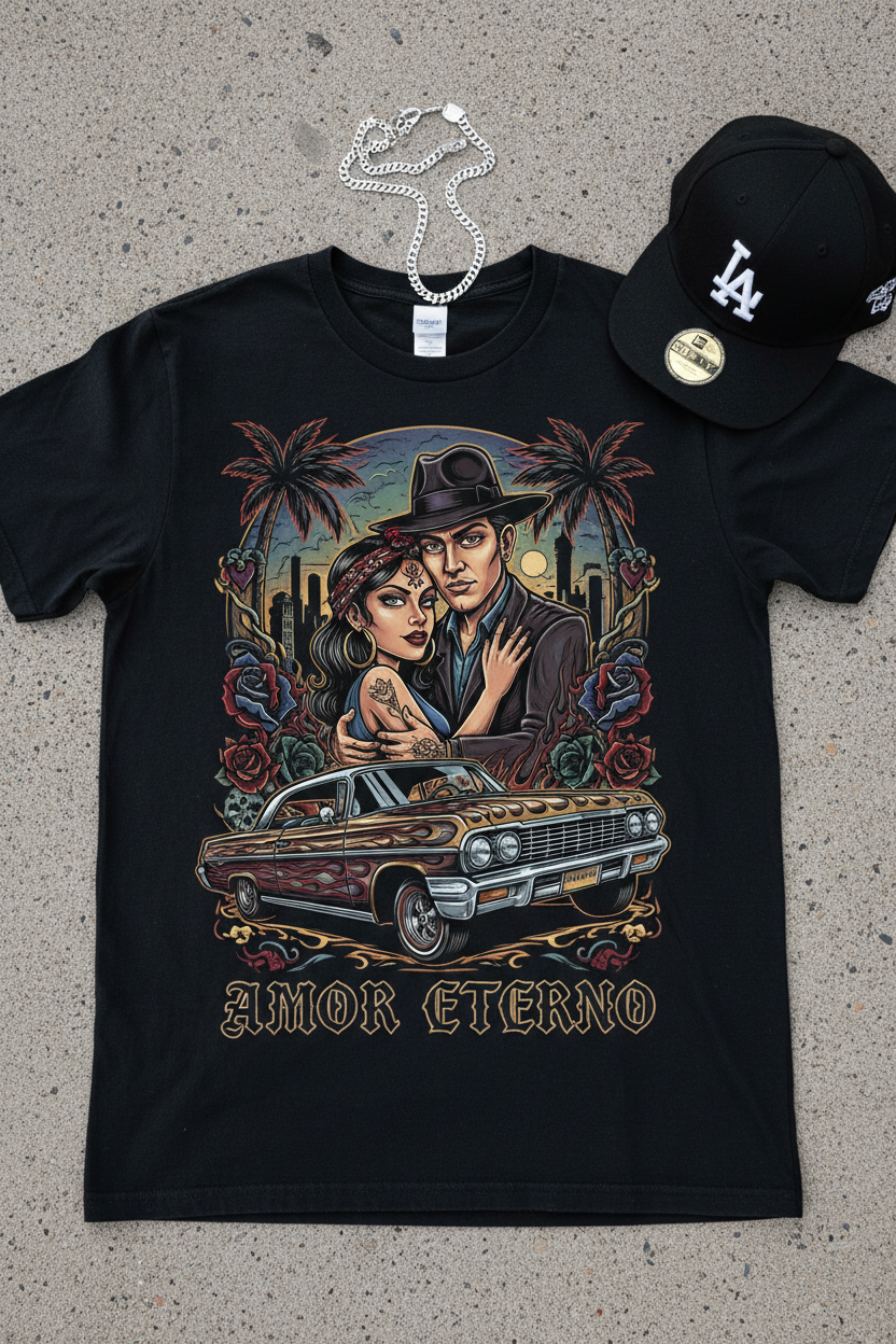 Lowrider Couple Graphic T-Shirt
