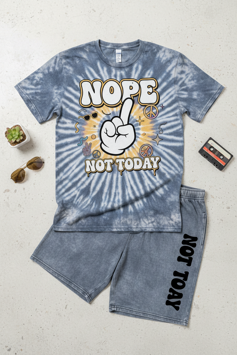 Nope Not Today - Grey Tie-Dye Set