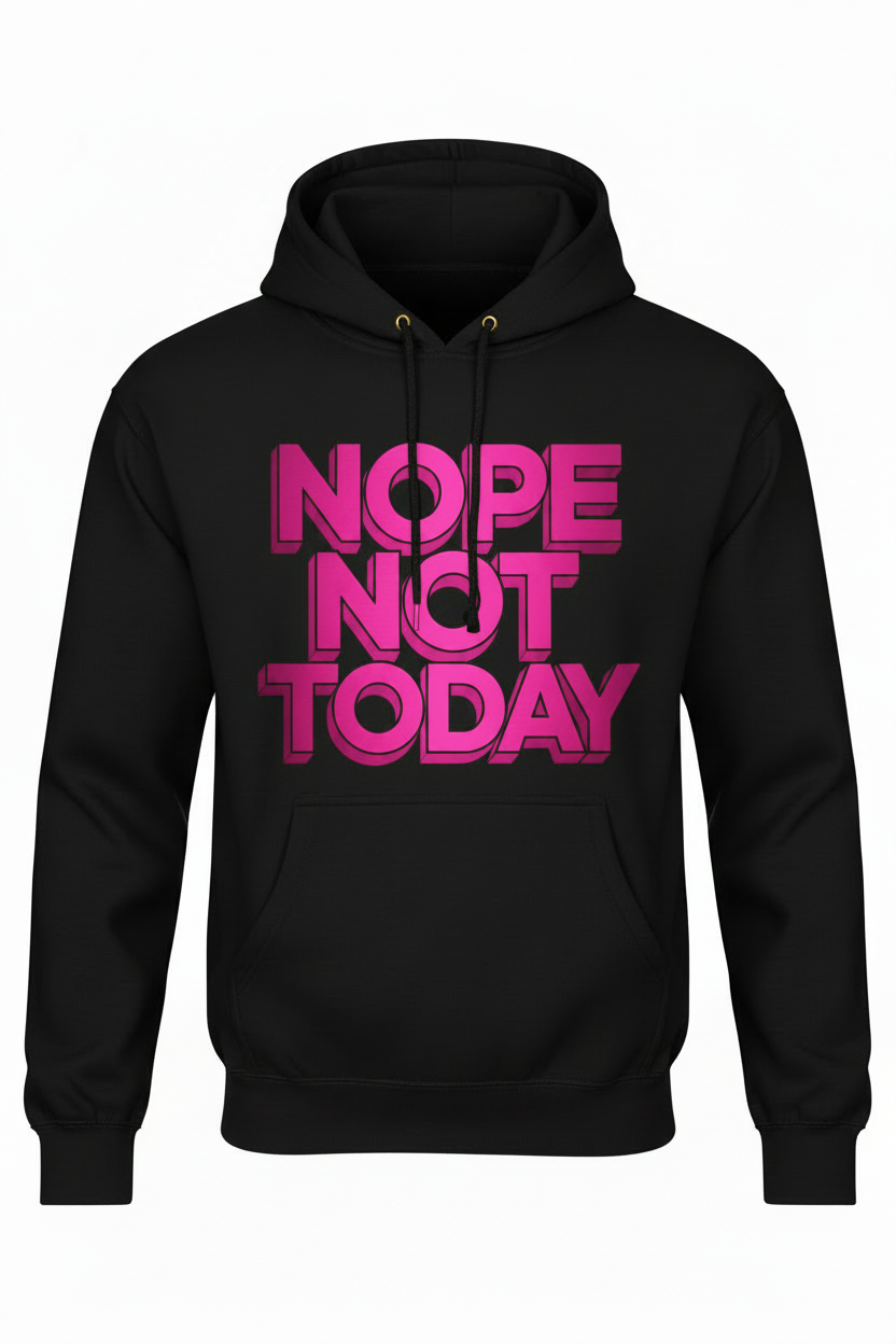 Nope Not Today Women's Black Hoodie Pink