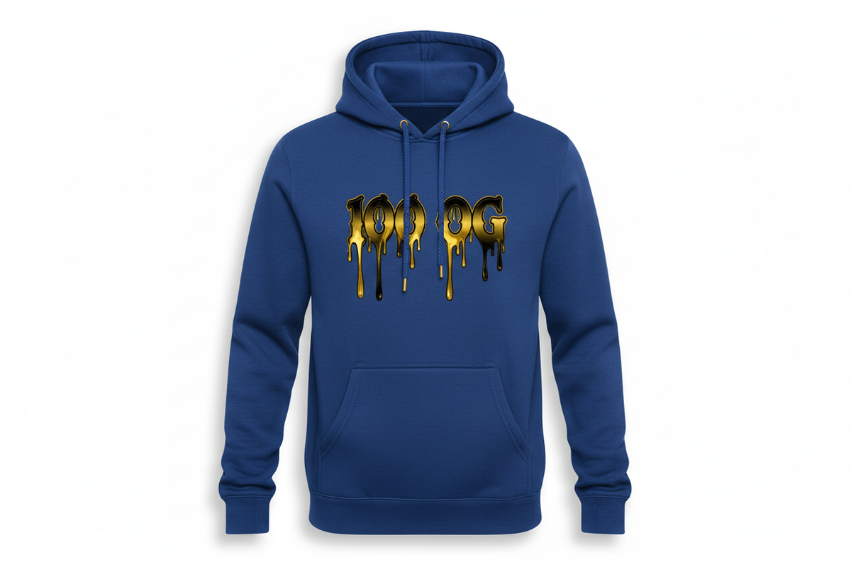 💯 OG Blue Hoodie Gold Black Drip