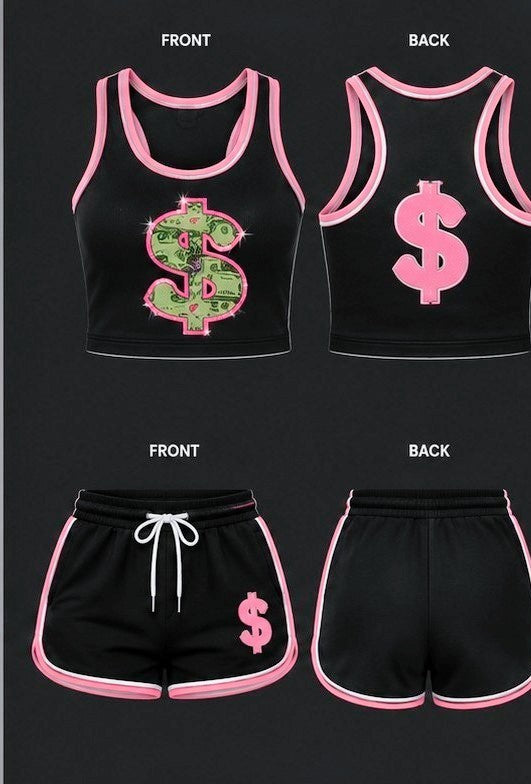Women's two-piece crop top shorts