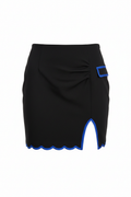 Sassy Black Skirt with Blue Trim