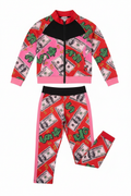 Teen Activewear Track Jacket & Pants - Pink Black Red Money Print