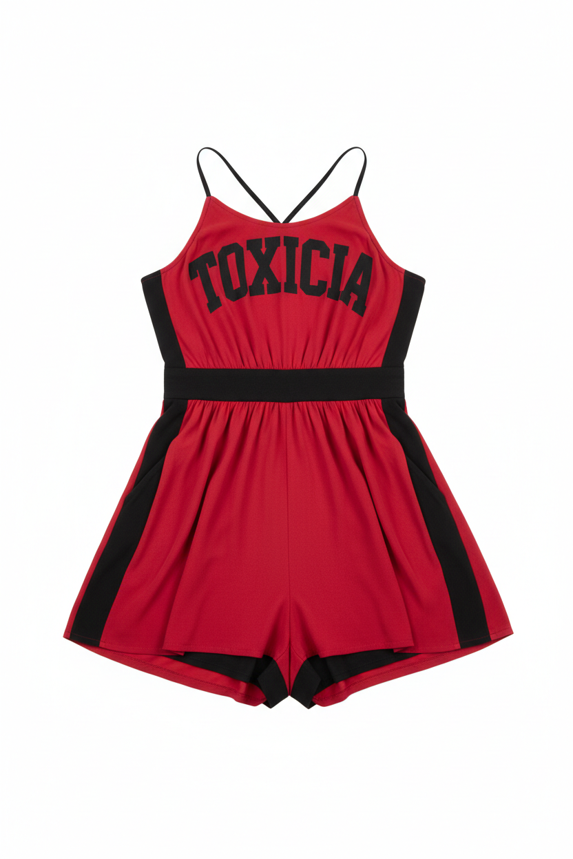 Toxicia Dress Romper - Red and Black
