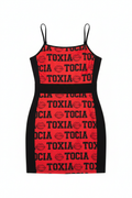 Toxicia Mini Dress - Red Black with Lips Allover Print