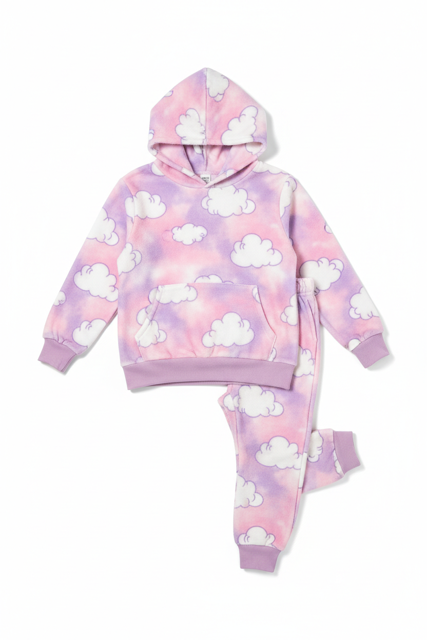 Youth Girls Cloud Print Hoodie & Pants